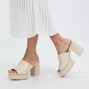 Cult Gaia Judith Leather Bamboo Platform Sandals Size 40 EU 10 US